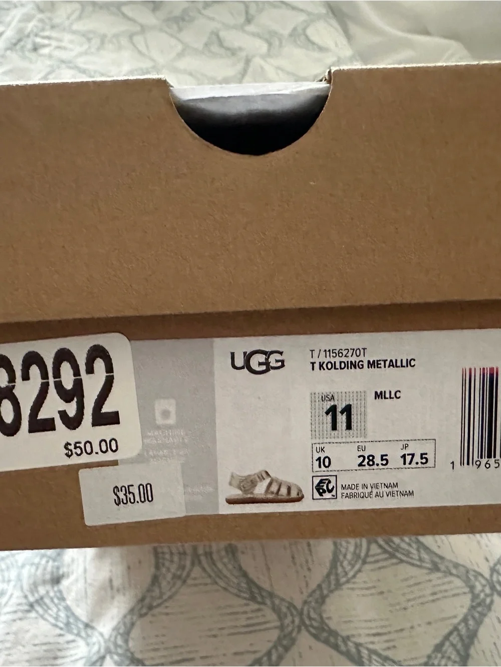 UGG Kids Metallic Gold Little Girl Sandals